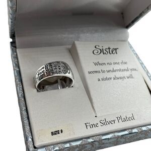 Ring Sister Understands You Unisex Women Friends Family Silver Plated Size 9 New